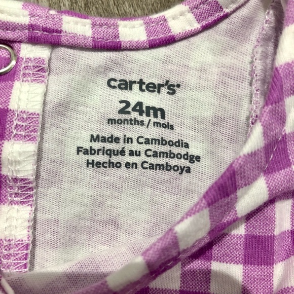 2 Carter’s Onesies With Ruffles Watermelon Pattern and Purple Gingham 24 Months - Picture 8 of 8
